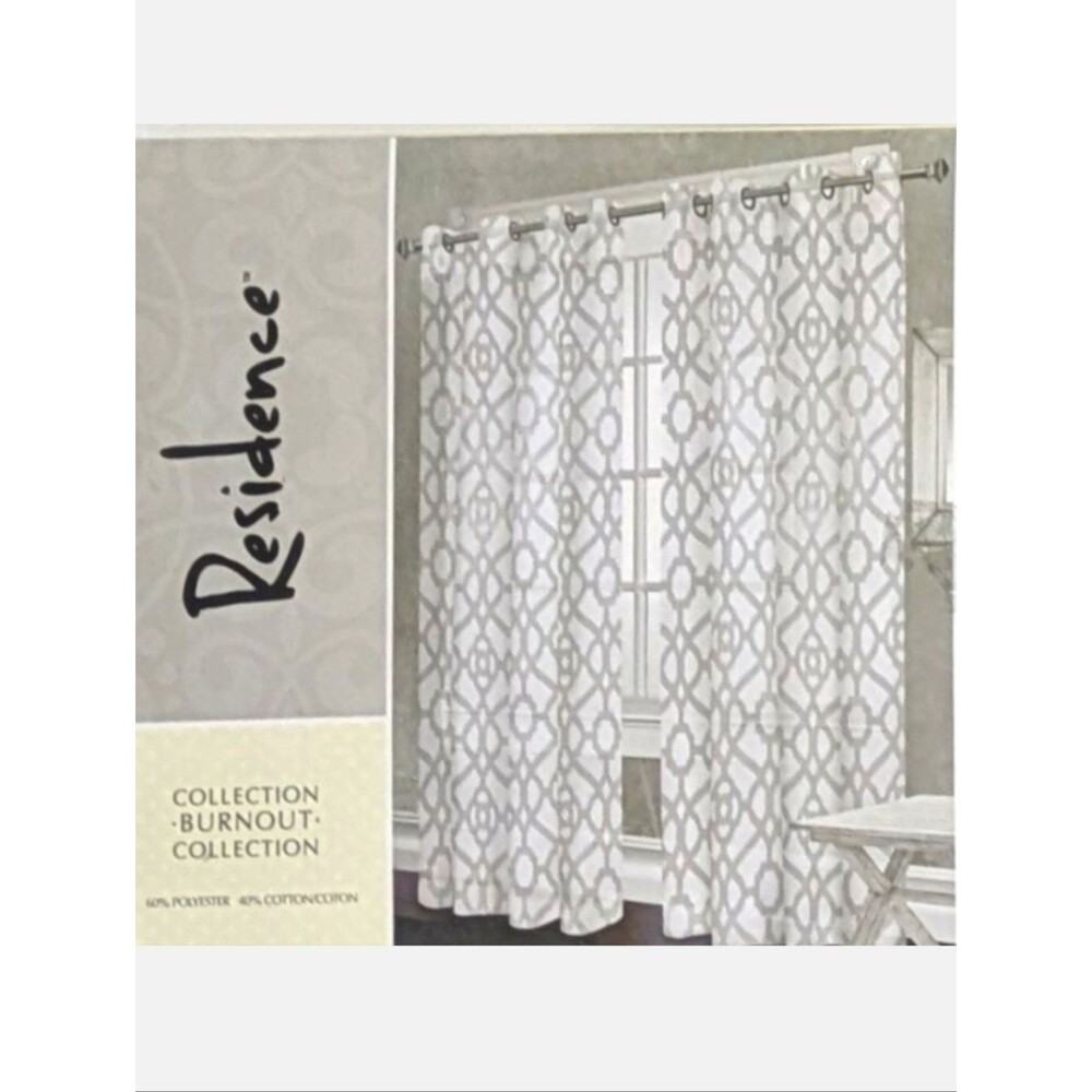 2 NEW Residence Burnout Geometric Remington Grommet Panel Curtains 54" x 84"